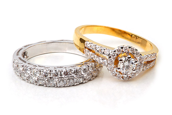 gold and silver diamond wedding bands